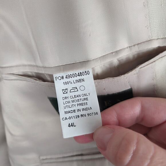 Lauren Ralph Lauren Men's Beige Linen Two-Button Blazer Size 44L Coastal Beach - Picture 7 of 10